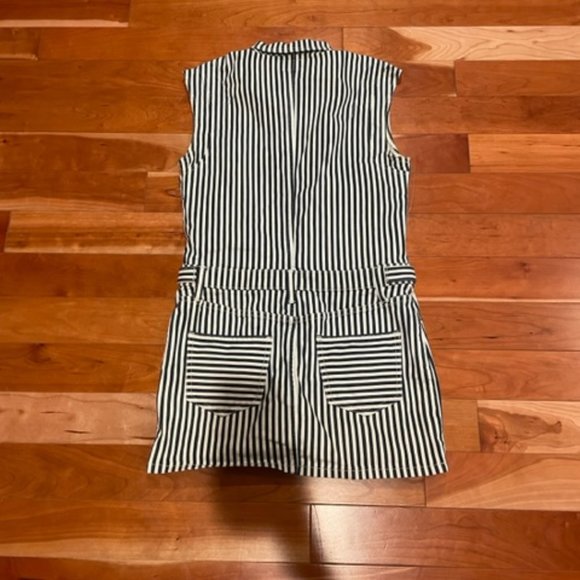 Current Elliott Blue White Striped Denim Button Up Collared Mini Dress - Size 1 - Picture 3 of 5